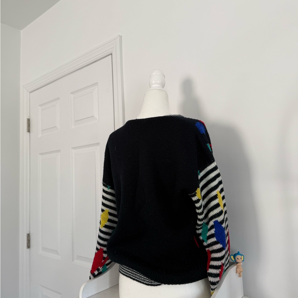 Black Multicolor Patterned Sweater - image 5